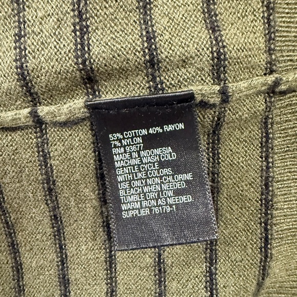 Green Striped V-Neck Sweater - Picture 4 of 5